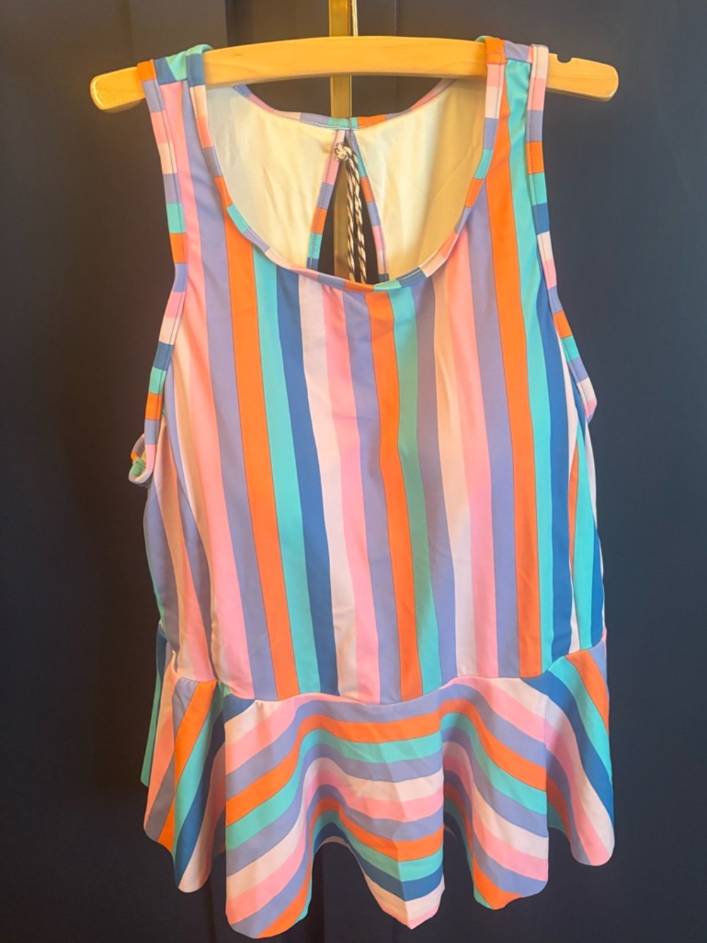 Colorful Striped Peplum swim tank